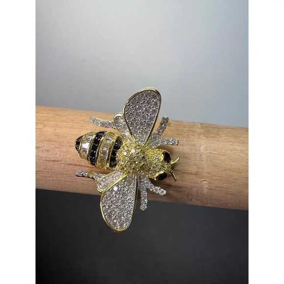 Bumblebee gold over sterling silver CZ ring size 9 - Picture 5 of 11
